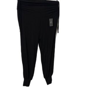 Forest Kiss Black Joggers with Tapered Leg and Elastic Waistband Size M